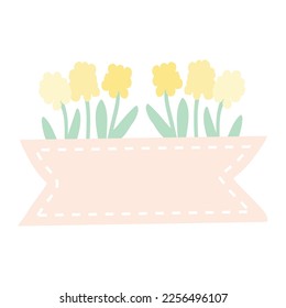 Spring wild flowers frame. Cartoon hand drawn vector illustration. Summer wildflowers bouquet. Happy womans day. Happy Mothers day. 8 march. Hand drawn illustration
