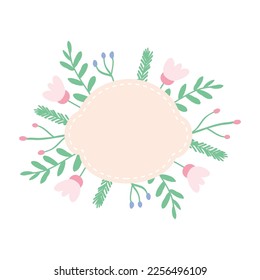 Spring wild flowers frame. Cartoon hand drawn vector illustration. Summer wildflowers bouquet. Happy womans day. Happy Mothers day. 8 march. Hand drawn illustration