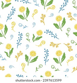 Spring Wildflower Breeze Meadow Vector Pattern can be use for background and apparel design