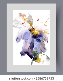 Spring wildflower during period of spring flowering and release of fragrant pollen, on poster in abstract style. Bright wildflower from botanical garden grown by professional flower growers