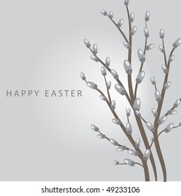 Spring willow. Vector easter card
