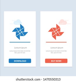 Spring, Wind, Windmill  Blue and Red Download and Buy Now web Widget Card Template. Vector Icon Template background