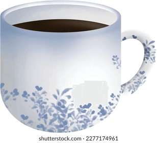 Spring Winter Hot Cocoa White Blue Ceramic Cup Clipart 