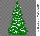 spring or winter woods, evergreen coniferous trees. Realistic green pine trees under snow.Forest, winter, travel.Eps 10