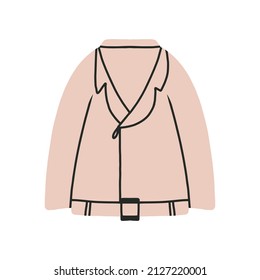 Spring women's jacket. Autumn women's jacket. Women's outerwear. Vector illustration in hand drawn style. Women's leather jacket.