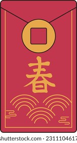 Spring Word Calligraphy and Red Envelope