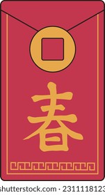 Spring Word Calligraphy and Red Envelope