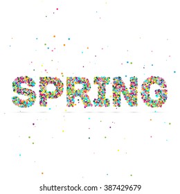 Spring word consisting of colored particles