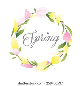spring word with flower illustration