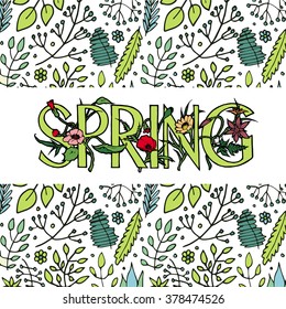 spring word lettering pattern background
