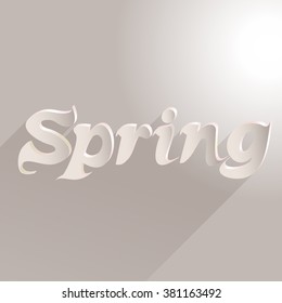 Spring word on white background, vector illustration