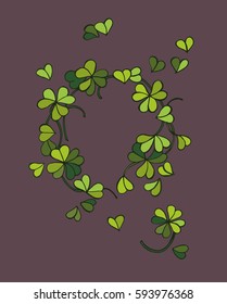 
Spring wreath of clover leaves that create an image of the heart