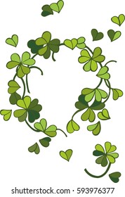 
Spring wreath of clover leaves that create an image of the heart