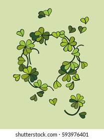 
Spring wreath of clover leaves that create an image of the heart