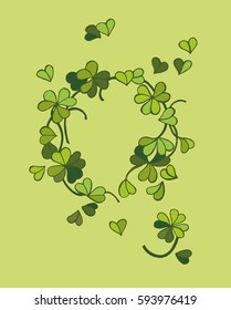 
Spring wreath of clover leaves that create an image of the heart