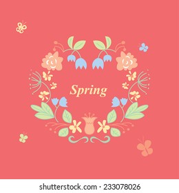 spring wreath. floral round frame