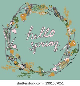 Spring wreath with flowers. 
