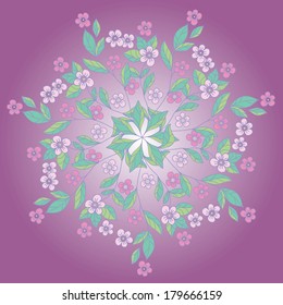 Spring wreath of flowers. Colorful pattern. Vector art