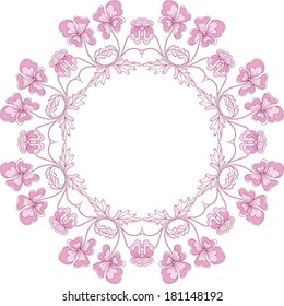 Spring wreath of flowers. Stylized vector art