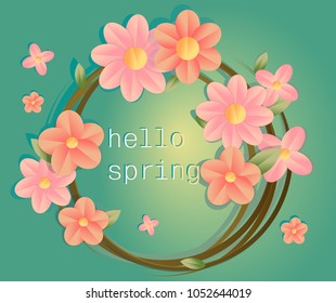 spring wreath with flowers and a vine