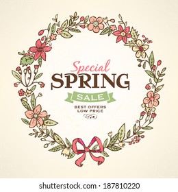 Spring wreath illustration