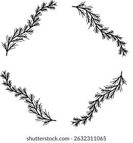 Spring Wreath Vector, Botanical Wreath Line Art