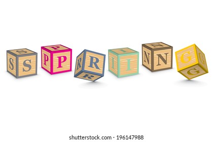 SPRING written with alphabet blocks - vector illustration