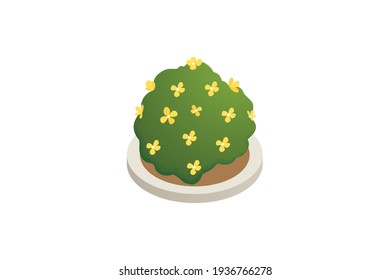 Spring Yellow Flower Underbrush Vector Icon