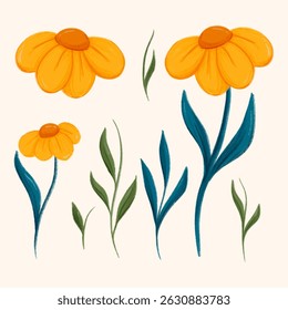 spring yellow flowers handdrawing texture illustration art