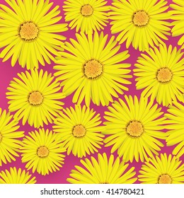 Spring yellow flowers texture on uniform background - vector eps 10 illustration.