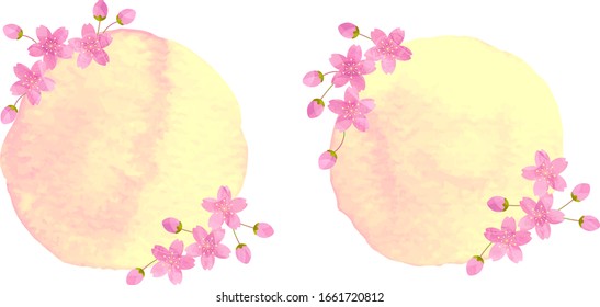 spring yellow frames with cherry blossoms,cutout picture style,vector illustration.