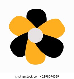 Ilustración del icono vector de flor amarillo-negro de primavera.