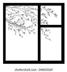 spring in your home, branch in windows, silhouette, shadows