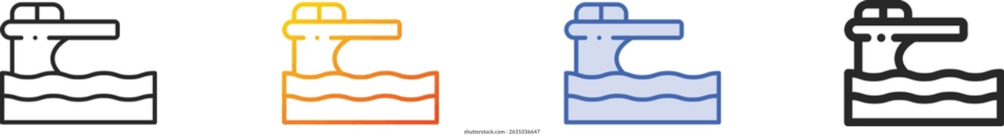 springboard icon.Thin Linear, Gradient, Blue Stroke and bold Style Design Isolated On White Background