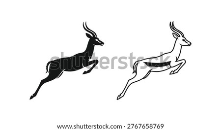 Springbok Antelope Graceful Leap Art Design Vector