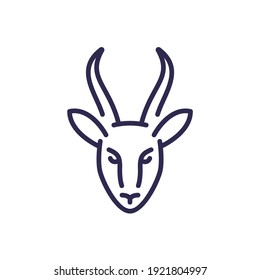springbok, gazelle line icon on white
