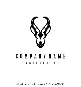 Springbok head logo design template. Awesome a springbok head logo. A springbok line art logotype.