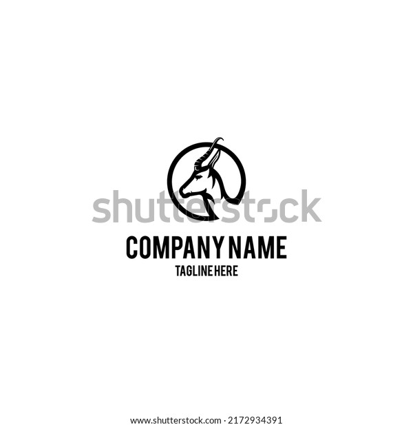 Springbok head logo design\
template. Awesome a springbok with circle logo. A springbok line\
art logotype.