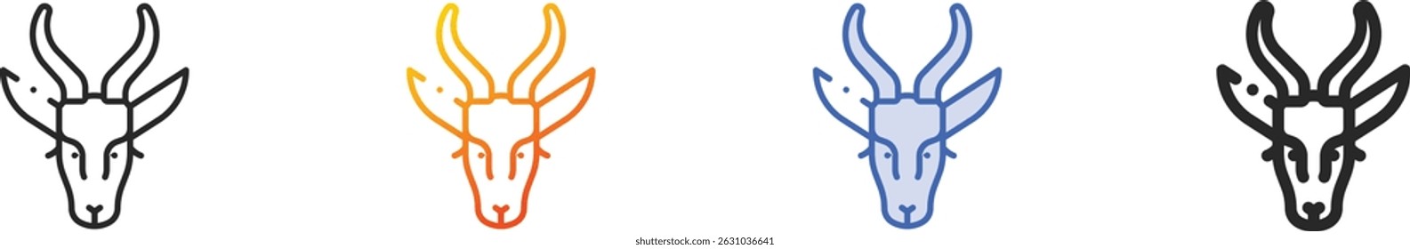 springbok icon.Thin Linear, Gradient, Blue Stroke and bold Style Design Isolated On White Background