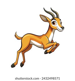 Springbok Jumping Cartoon Illustration on White Background