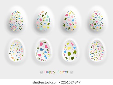 Spring-colored Easter egg set. vector illustration. For use in graphics or product components.