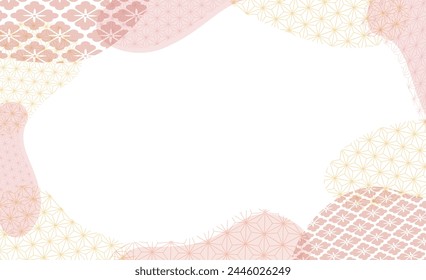 Spring-colored soft Japanese pattern illustration frame background