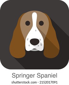 Springer spaniel dog face flat icon, dog series