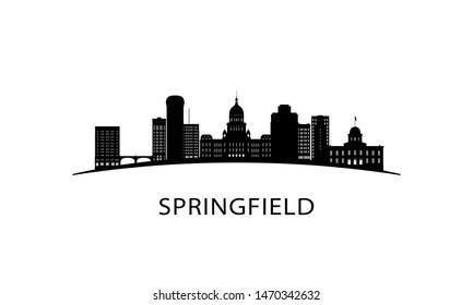 Springfield city skyline. Black cityscape isolated on white background. Vector banner.