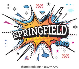 Springfield Comic Text in Pop Art Style Isolated on White Background. Vector Illustration.
