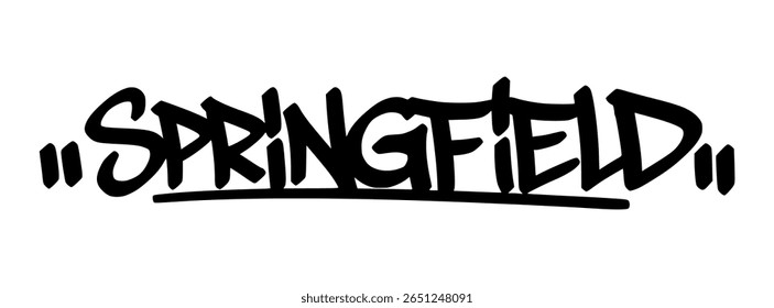 Etiqueta de graffiti de Springfield en estilo dibujado a mano. Urbana Vector de letras de arte callejero con vibración expresiva cruda.
