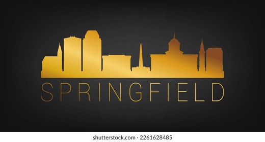 Springfield, IL, USA Gold Skyline City Silhouette Vector. Golden Design Luxury Style Icon Symbols. Travel and Tourism Famous Buildings.