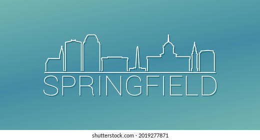 Springfield, IL, USA Skyline Linear Design. Flat City Illustration Minimal Clip Art. Background Gradient Travel Vector Icon.