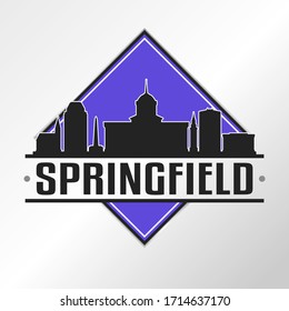 Springfield, IL, USA Skyline Logo. Adventure Landscape Design Vector Illustration.