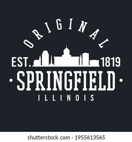 Springfield, IL, USA Skyline Original. A Logotype Sports College and University Style. Illustration Design Vector.